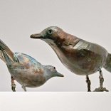 Bronze sculptures of two birds, by Greek contemporary artist, Eleni Kolaitou